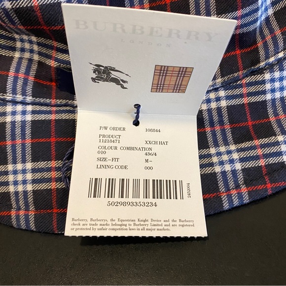Authentic Burberry London Nova Check Plaid Reversible Bucket Hat Navy Size M NEW - Picture 3 of 3